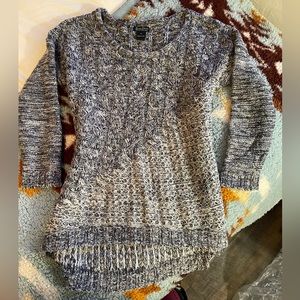 Lucky Brand Womens size medium blue and white knit Crewneck sweater